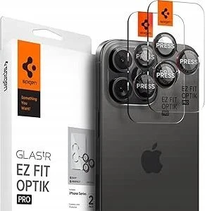Apsauginis stiklas kamerai Apple iPhone 14 Pro / 14 Pro Max / 15 Pro / 15 Pro Max / 16 Pro / 16 Pro Max / 17 Pro / 17 Pro Max Spigen Optik Pro L-Series Glas.tr „EZ FIT” kameros apsauga 2 vnt. juodas