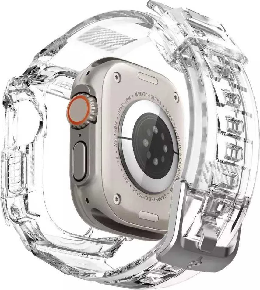 Spigen Rugged Armor Pro Case – dirželis su dėklu, skirtas Watch Ultra 49 mm (permatomas)