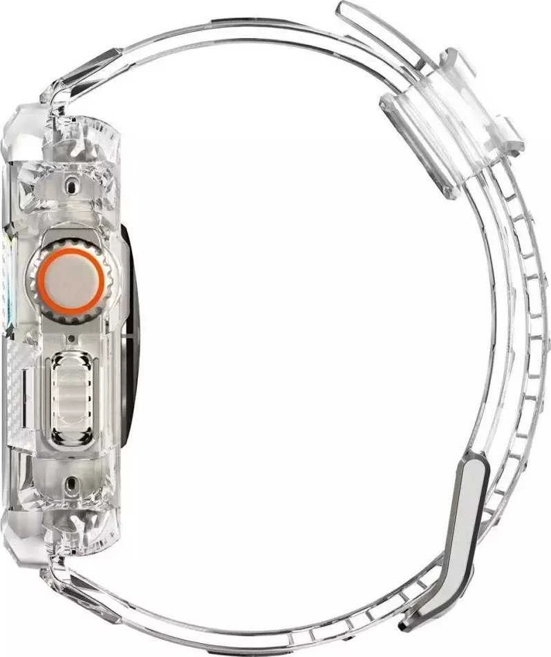 Spigen Rugged Armor Pro Case – dirželis su dėklu, skirtas Watch Ultra 49 mm (permatomas)
