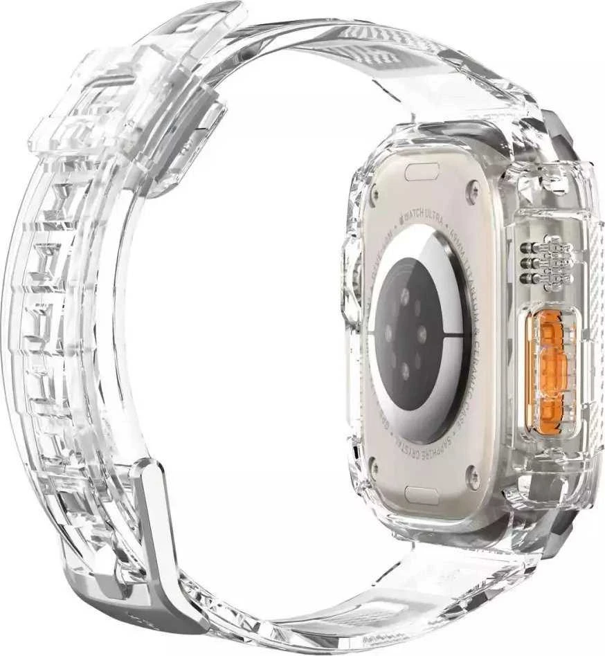 Spigen Rugged Armor Pro Case – dirželis su dėklu, skirtas Watch Ultra 49 mm (permatomas)