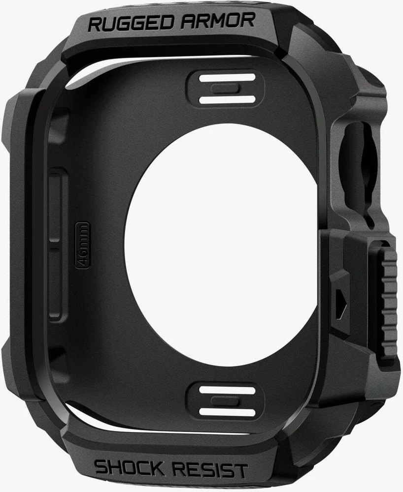 Spigen „Rugged Armor 2“, matinis juodas – „Apple Watch 11“ 46 mm