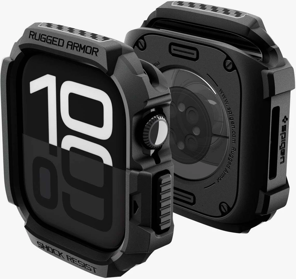 Spigen „Rugged Armor 2“, matinis juodas – „Apple Watch 11“ 46 mm