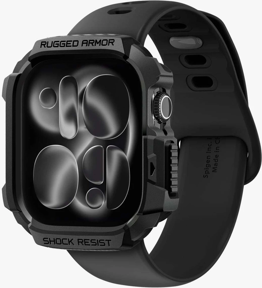 Spigen „Rugged Armor 2“, matinis juodas – „Apple Watch 11“ 46 mm