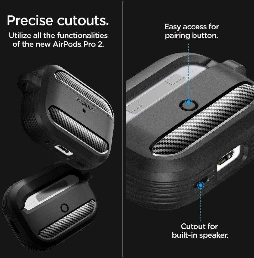 Spigen RUGGED ARMOR Apple AIRPODS PRO 1 / 2 dėklas ausinėms juodos spalvos