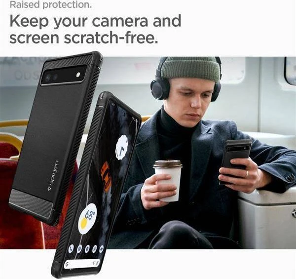 Dėklas Spigen Rugged Armor, juodas - Google Pixel 6a