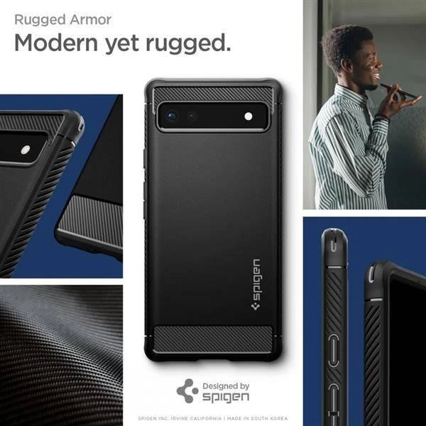 Dėklas Spigen Rugged Armor, juodas - Google Pixel 6a