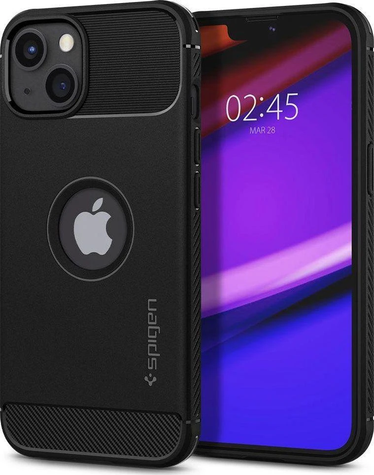 Dėklas Spigen Rugged Armor Apple iPhone 13 matinės juodos spalvos