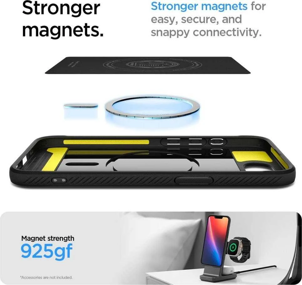 „Spigen Rugged Armor MagSafe“ dėklas, skirtas „iPhone 16e / 17e“ - juodas