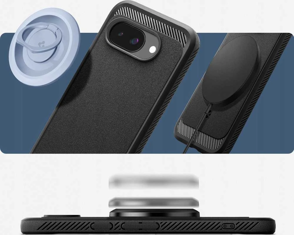 Spigen Rugged Armor Mag MagSafe dėklas, skirtas Google Pixel 9A – Matinis Juodas