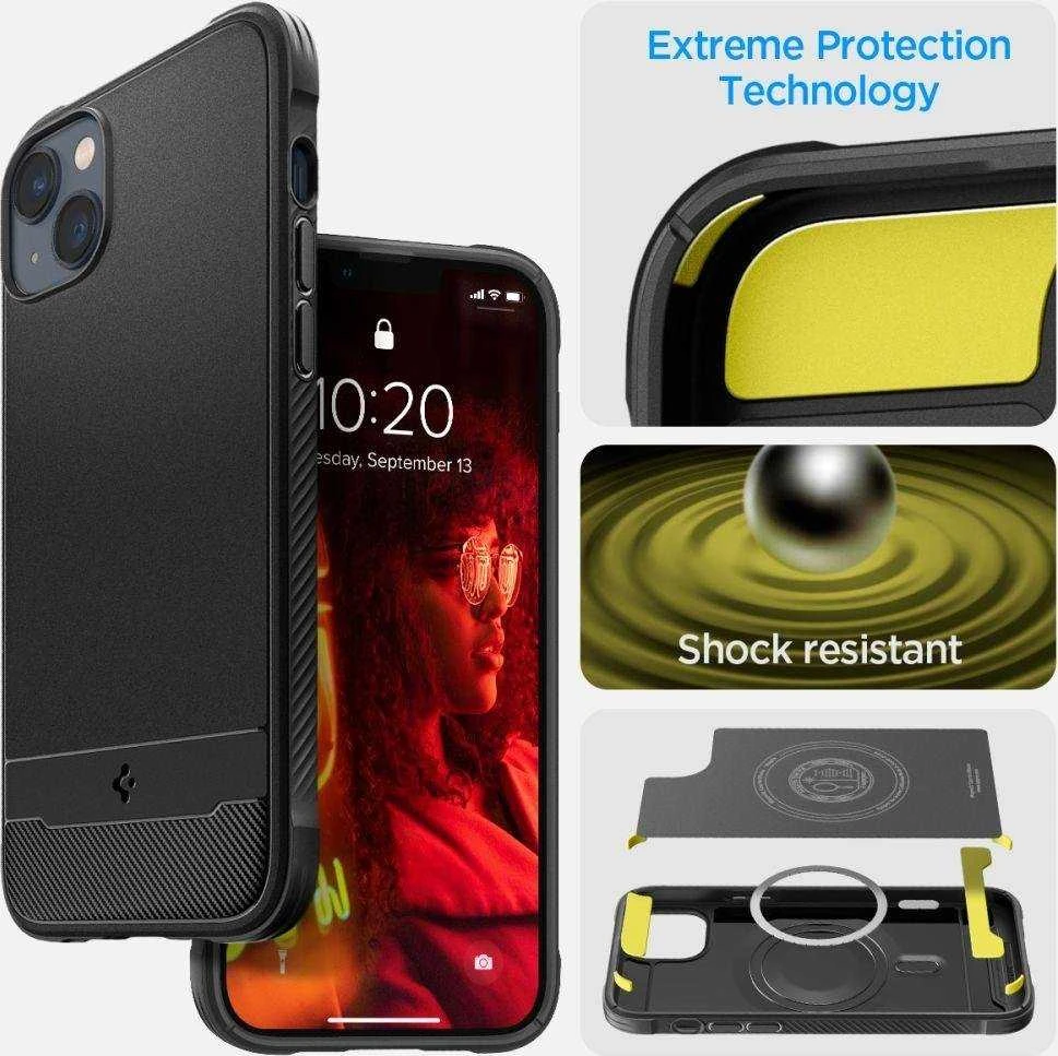 Spigen Rugged Armor Mag MagSafe Apple iPhone 14 – dėklas telefonui juodos spalvos