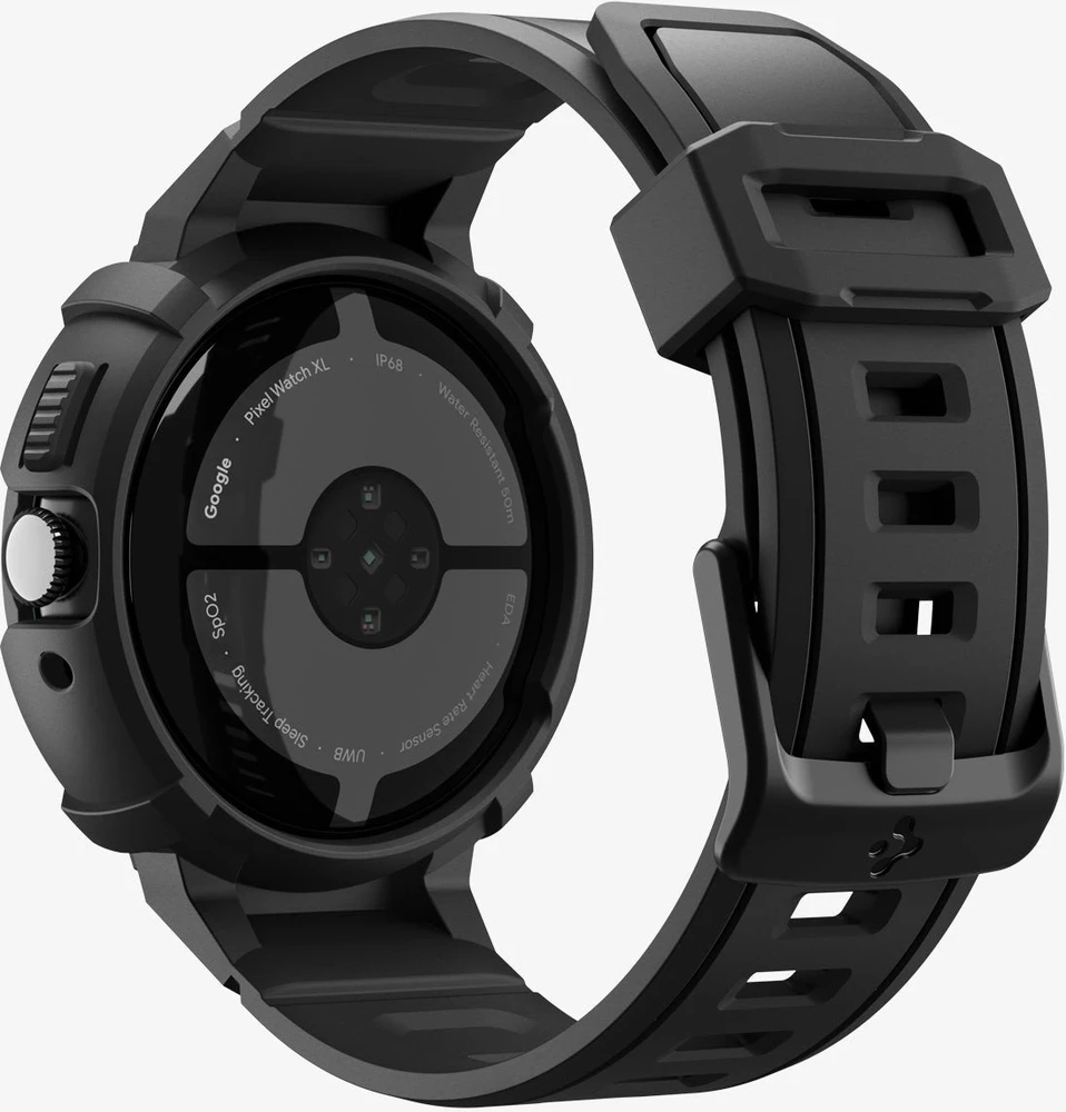 Spigen Rugged Armor, matinės juodos spalvos – „Google Pixel Watch 4“ (41 mm)