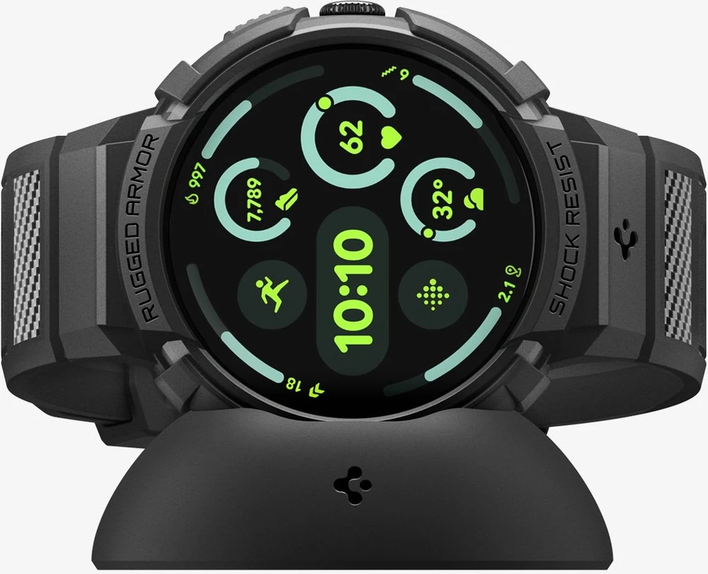 Spigen Rugged Armor, matinės juodos spalvos – „Google Pixel Watch 4“ (41 mm)