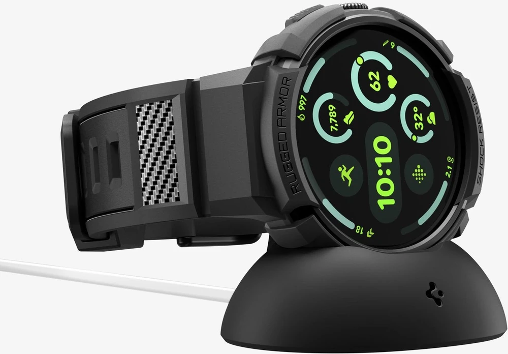 Spigen Rugged Armor, matinės juodos spalvos – „Google Pixel Watch 4“ (41 mm)