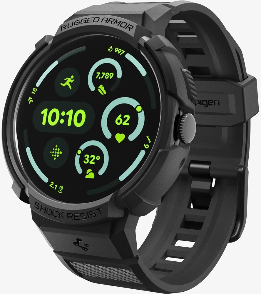 Spigen Rugged Armor, matinės juodos spalvos – „Google Pixel Watch 4“ (41 mm)