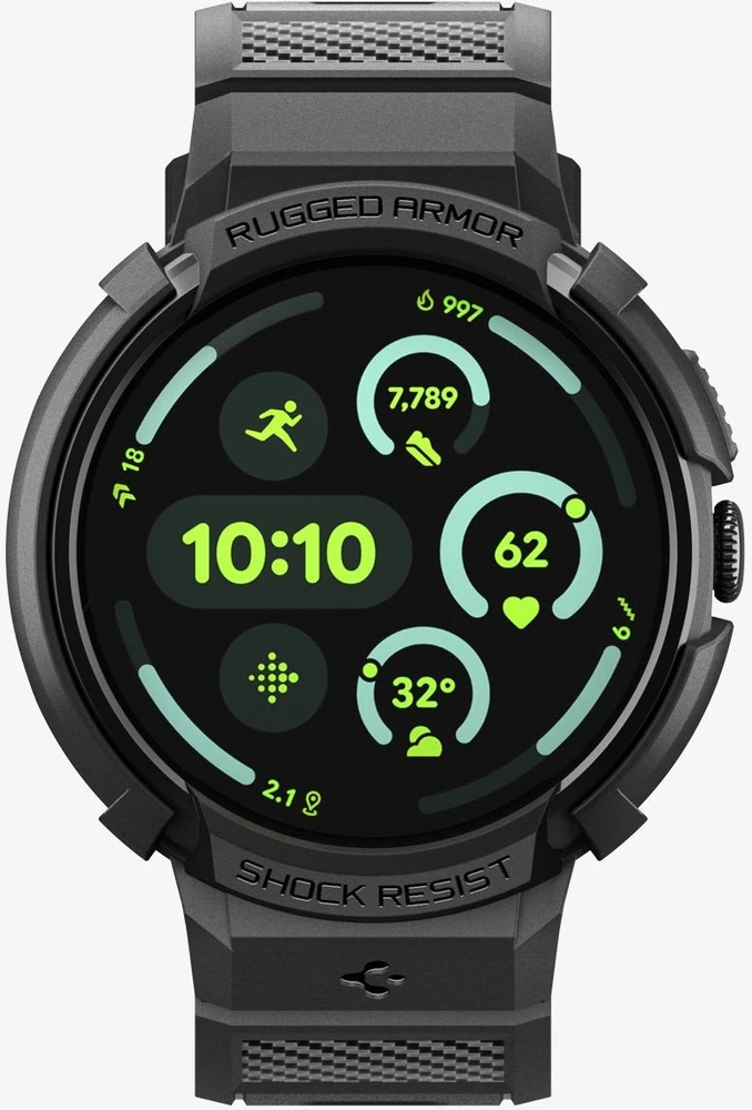 Spigen Rugged Armor, matinės juodos spalvos – „Google Pixel Watch 4“ (41 mm)