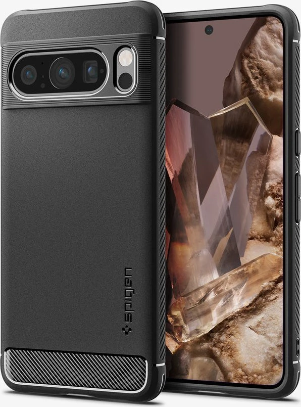 Dėklas Spigen Rugged Armor, matinė juoda - Google Pixel 8 Pro