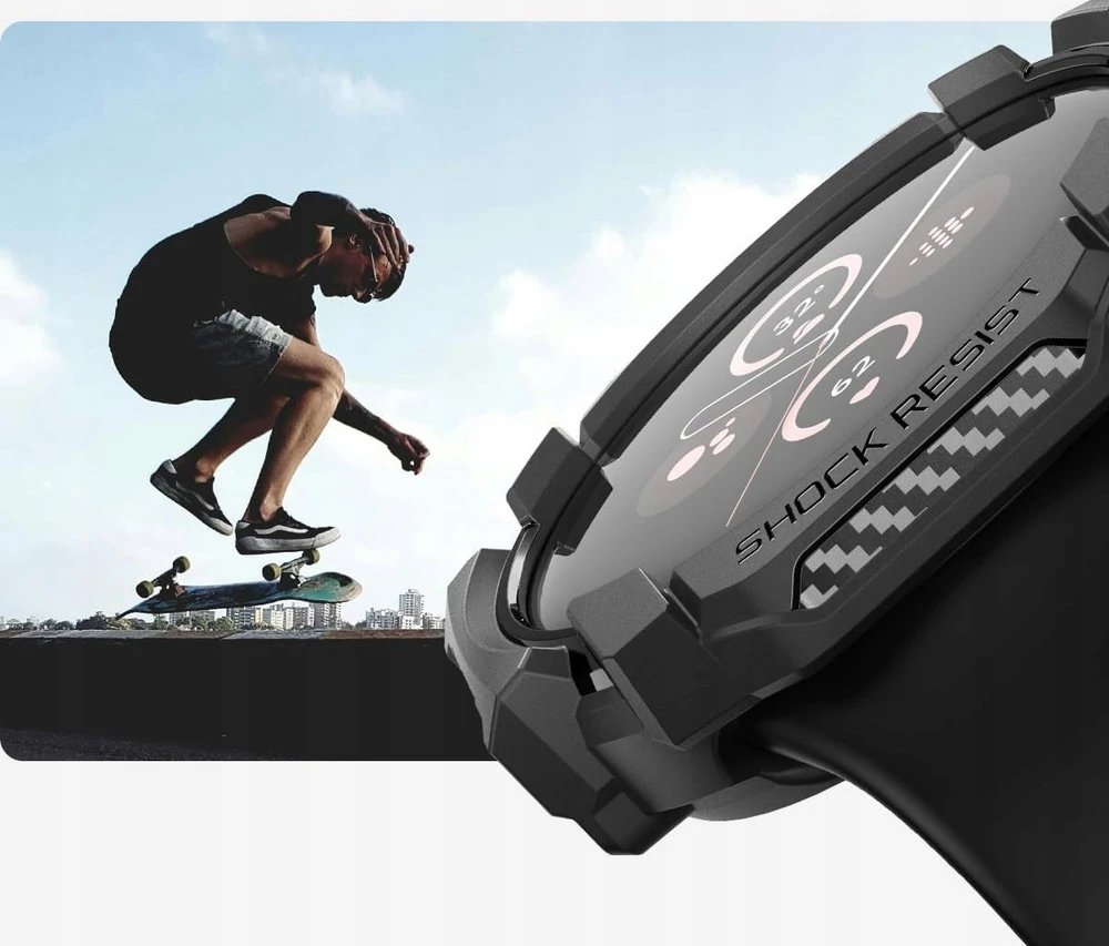 Spigen Tvirtas šarvas, matinis juodas - „Google Pixel Watch 3/2/1“ (41 mm)