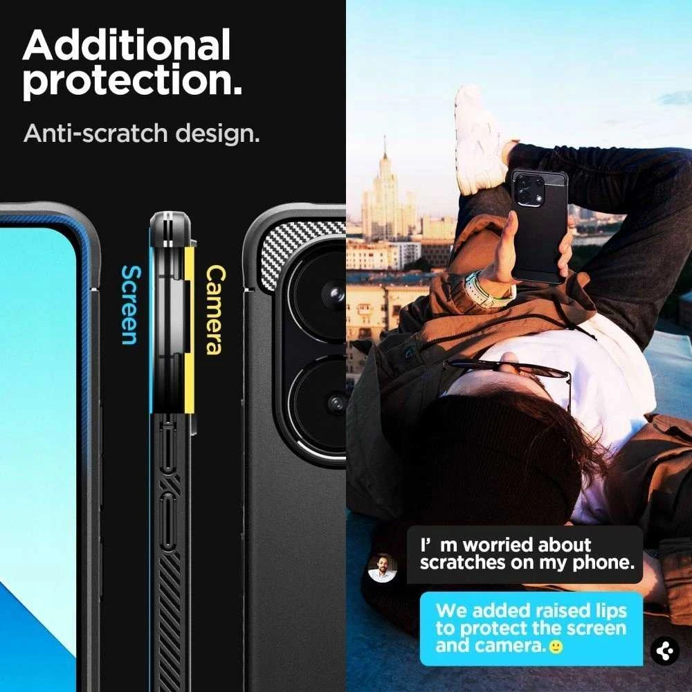 Dėklas Spigen Rugged Armor, matinės juodos spalvos – Xiaomi Redmi Note 13