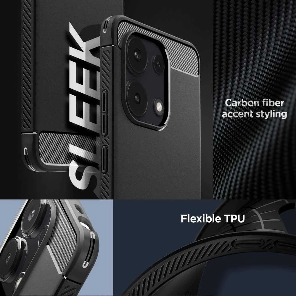 Dėklas Spigen Rugged Armor, matinės juodos spalvos – Xiaomi Redmi Note 13