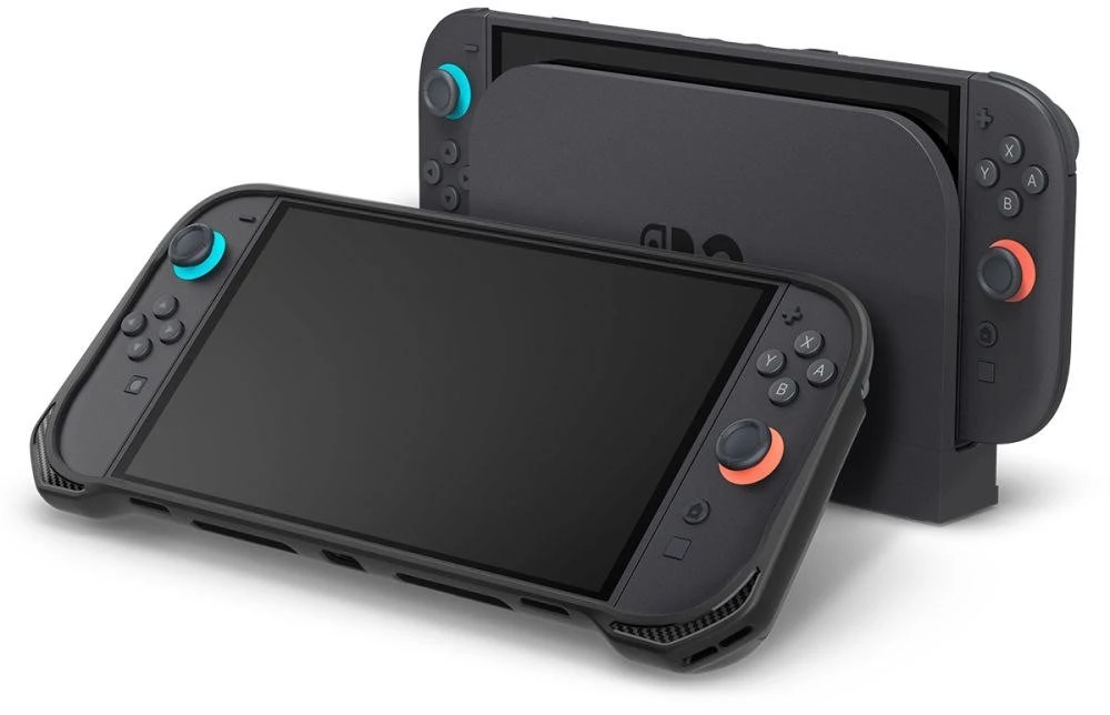 „Spigen Rugged Armor“ dėklas, skirtas „Nintendo Switch 2“ – matinis juodas