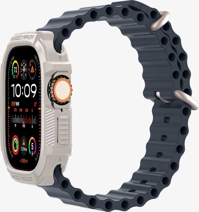 Apple Watch Ultra 1 / 2 (49mm) Spigen Rugged Armor beige dėklas laikrodžiui