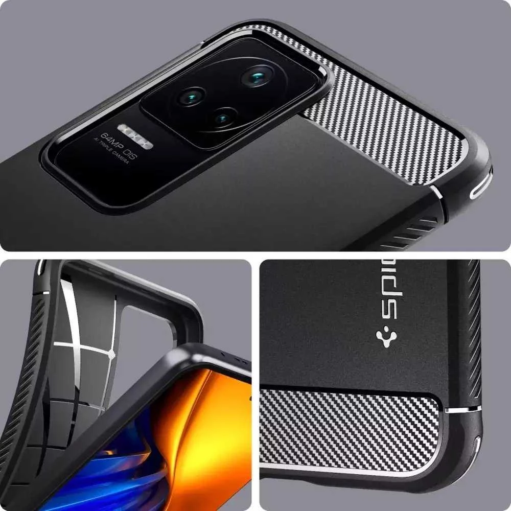 Dėklas Spigen Rugged Armor, matte juodas - Xiaomi POCO F4/Redmi K40S