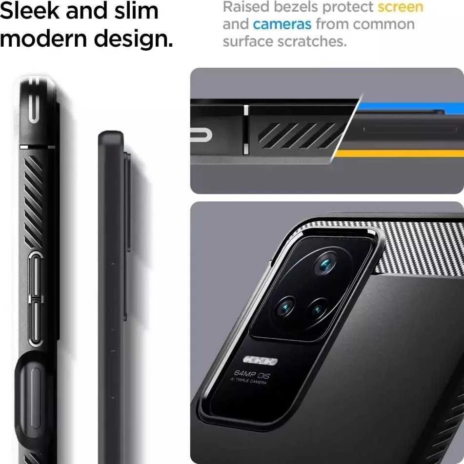 Dėklas Spigen Rugged Armor, matte juodas - Xiaomi POCO F4/Redmi K40S