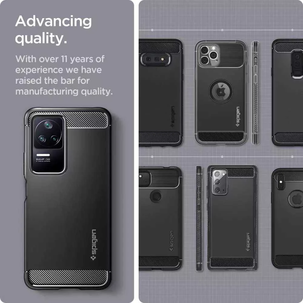 Dėklas Spigen Rugged Armor, matte juodas - Xiaomi POCO F4/Redmi K40S