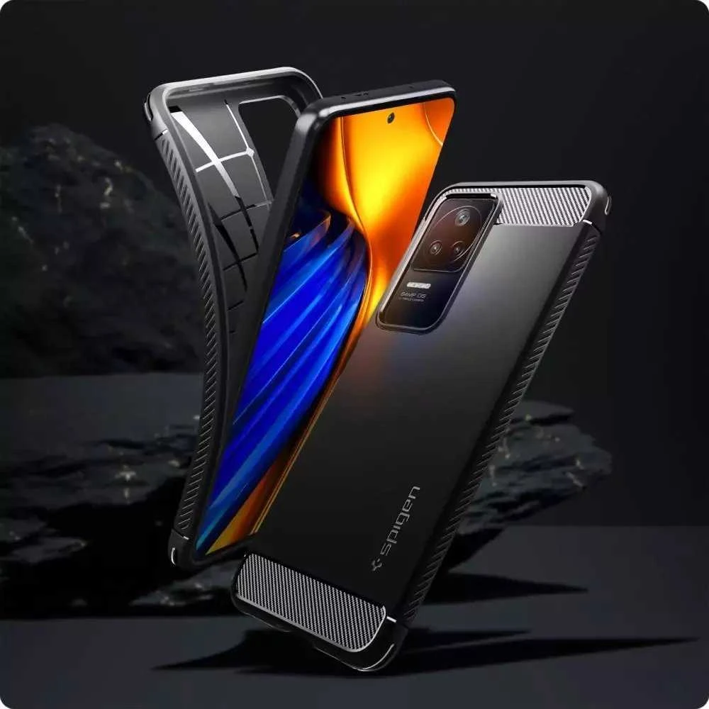 Dėklas Spigen Rugged Armor, matte juodas - Xiaomi POCO F4/Redmi K40S