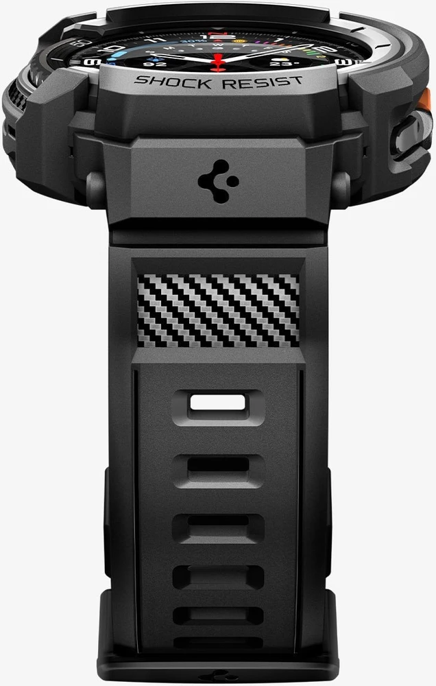 „Spigen Rugged Armor Pro“, matinis juodas - „Galaxy Watch 8 Classic“ (46 mm)