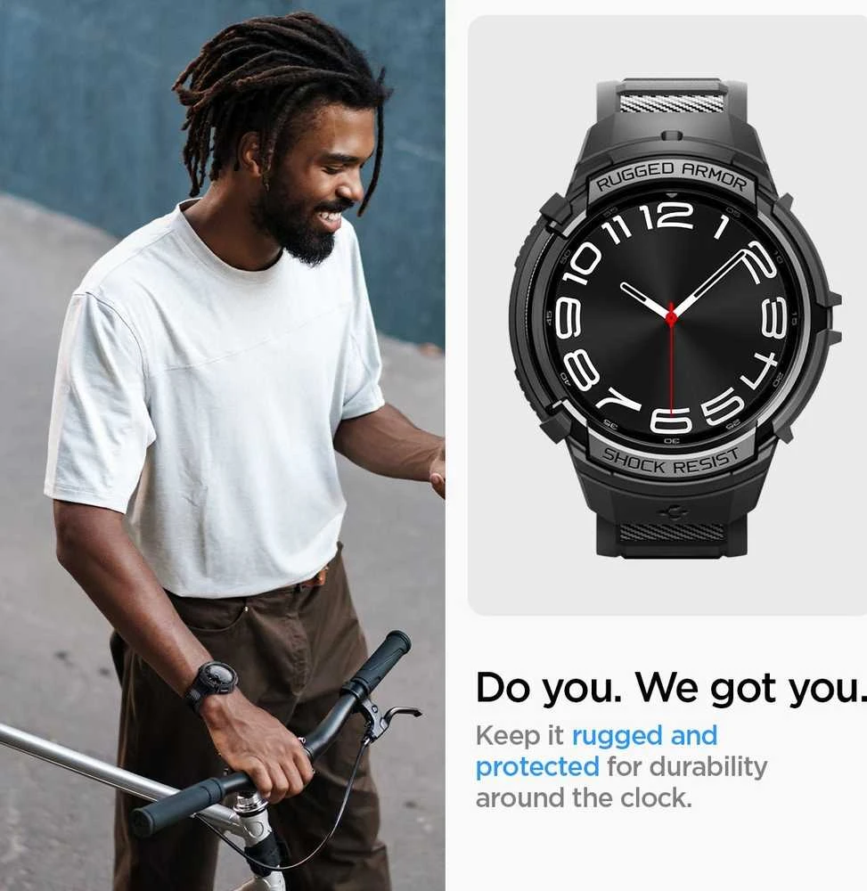 Spigen Rugged Armor Pro, juodos spalvos – Samsung Galaxy Watch6 Classic 47mm