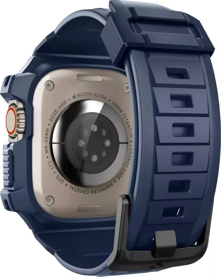 Spigen Rugged Armor Pro – apyrankė su dėklu, skirta Apple Watch Ultra 49 mm (tamsiai mėlyna)