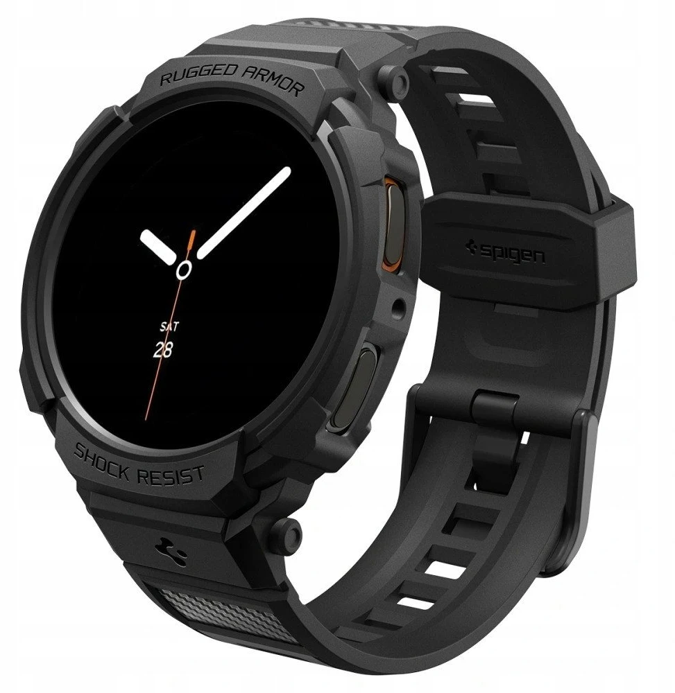 „Spigen Rugged Armor Pro“, matinis juodas - „Galaxy Watch 8“ (44 mm)