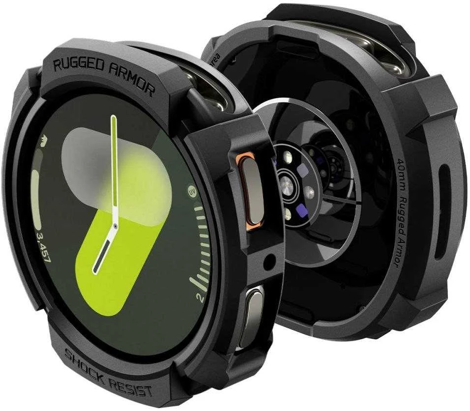 „Spigen Rugged Armor“, matinis juodas - „Galaxy Watch 8“ (40 mm)