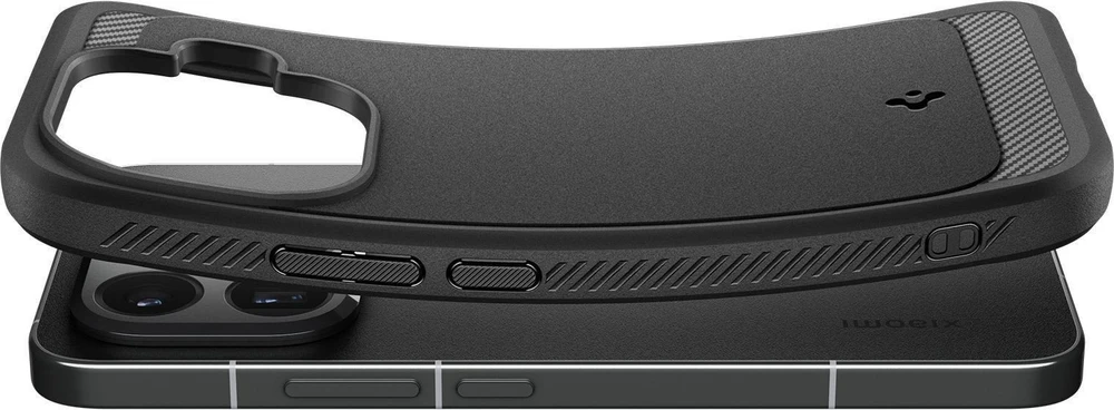 Dėklas Spigen Rugged Armor, matte juodas - Xiaomi 15T Pro