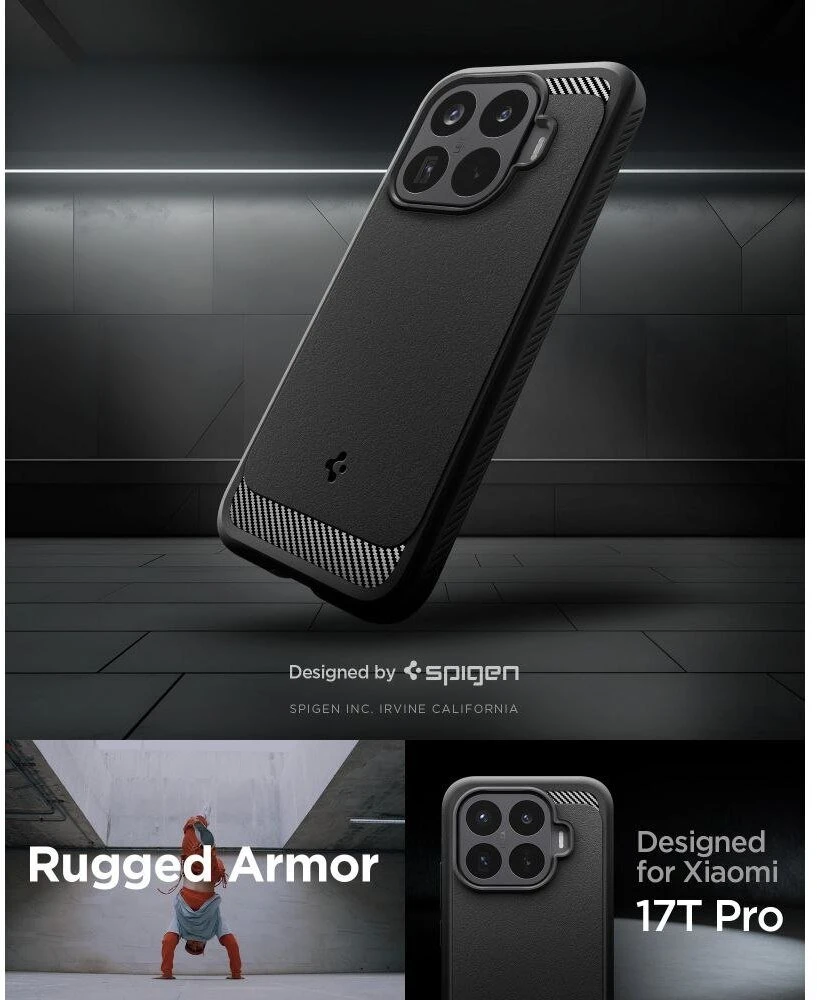 Dėklas SPIGEN RUGGED ARMOR XIAOMI 17T PRO MATINIS Juodas
