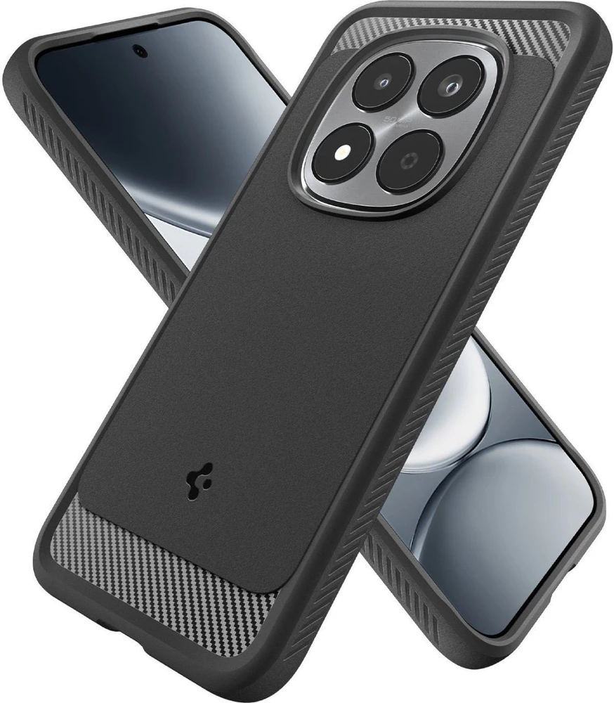 Dėklas Spigen Rugged Armor, matte juodas - Xiaomi Redmi Note 15 Pro 5G