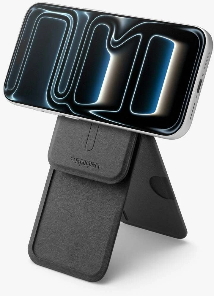 Spigen Plona sulankstoma MagSafe piniginė su trikojumi, skirta 3 kortelėms, juoda