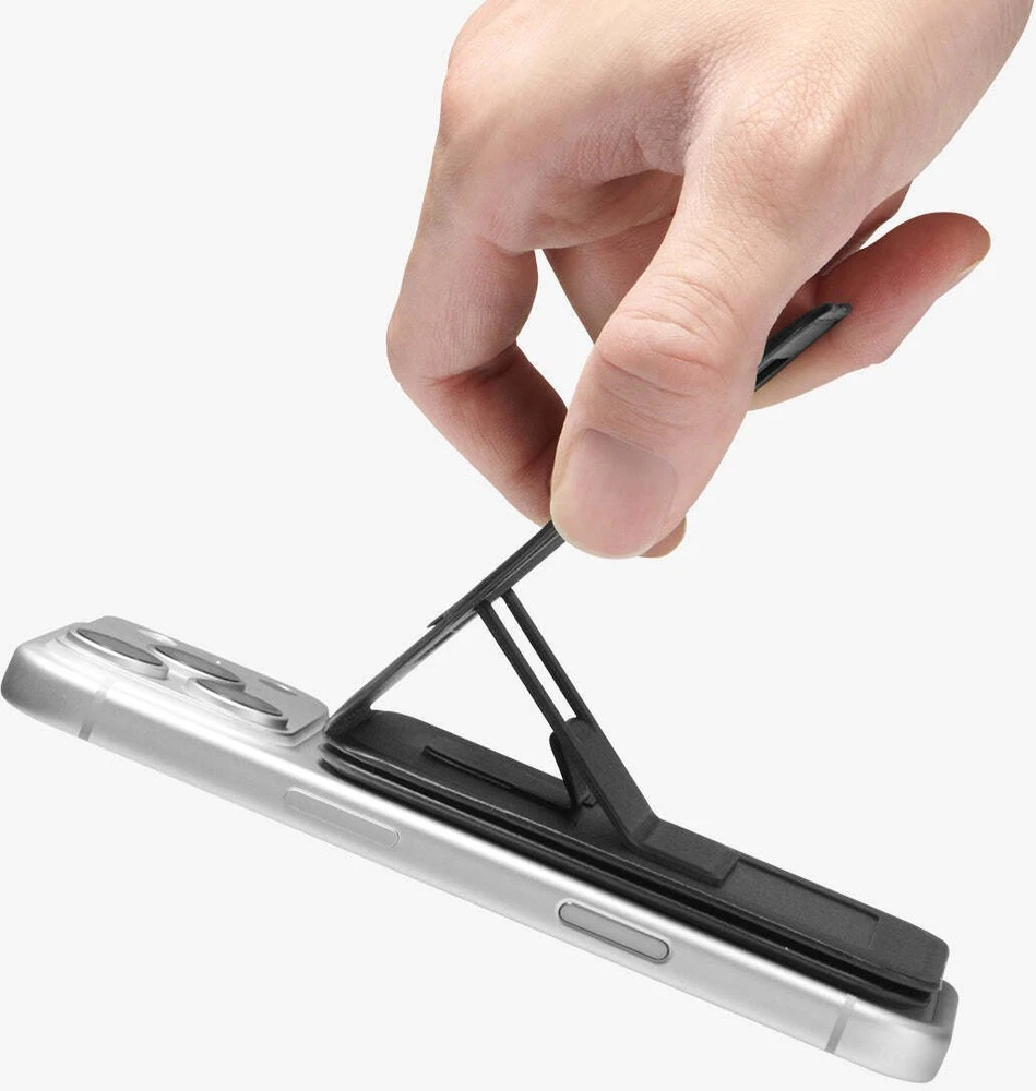 Dėklas Spigen Plona sulankstoma MagSafe piniginė su trikojimi, 1 kortelės vieta, juoda