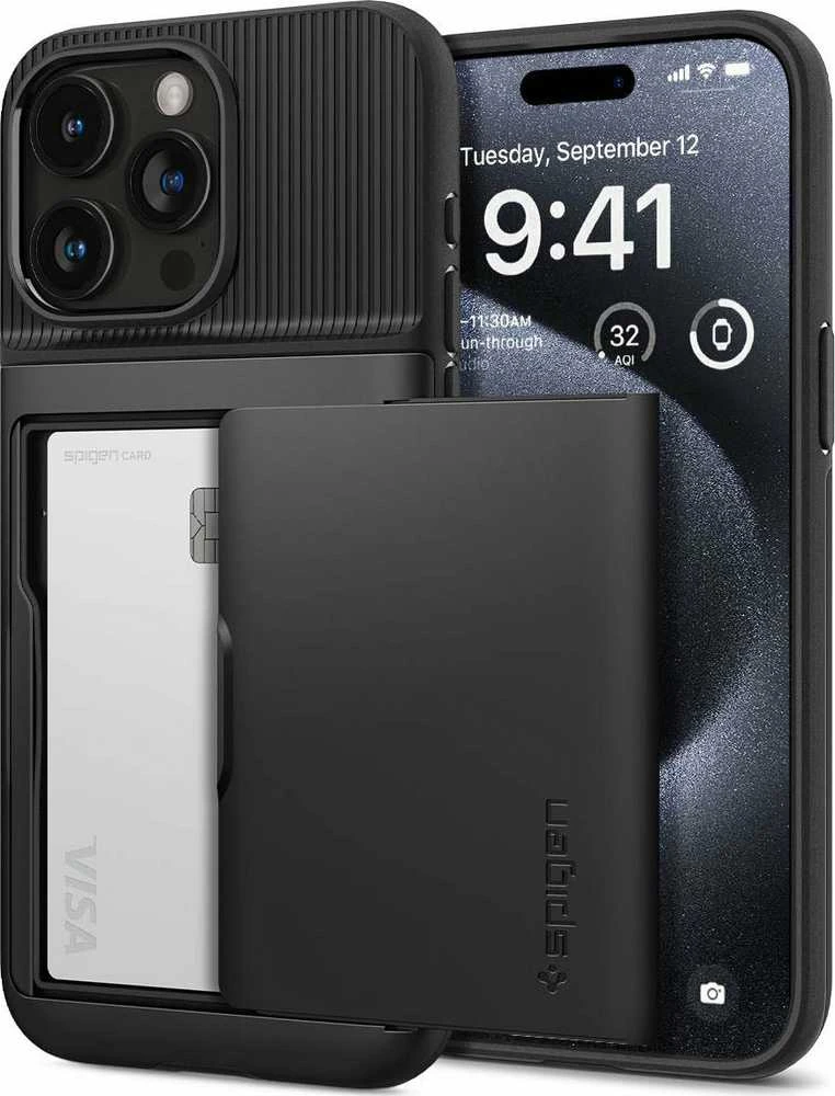 Dėklas SPIGEN SLIM ARMOR CS IPHONE 15 PRO Juodas