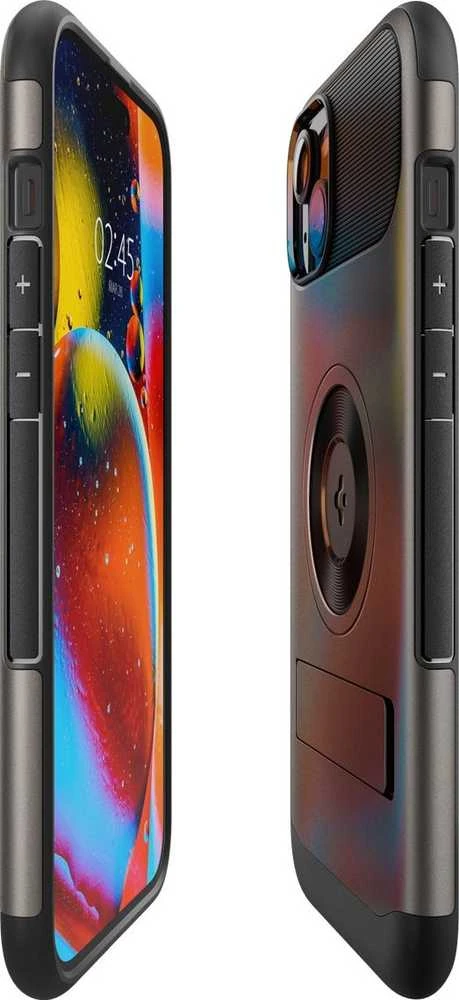 Dėklas Spigen Slim Armor MagSafe, gunmetal - iPhone 15