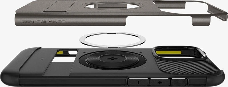 Dėklas Spigen Slim Armor MagSafe, gunmetal - iPhone 16 Pro