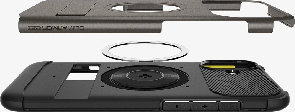 Dėklas Spigen Slim Armor MagSafe, gunmetal - iPhone 16