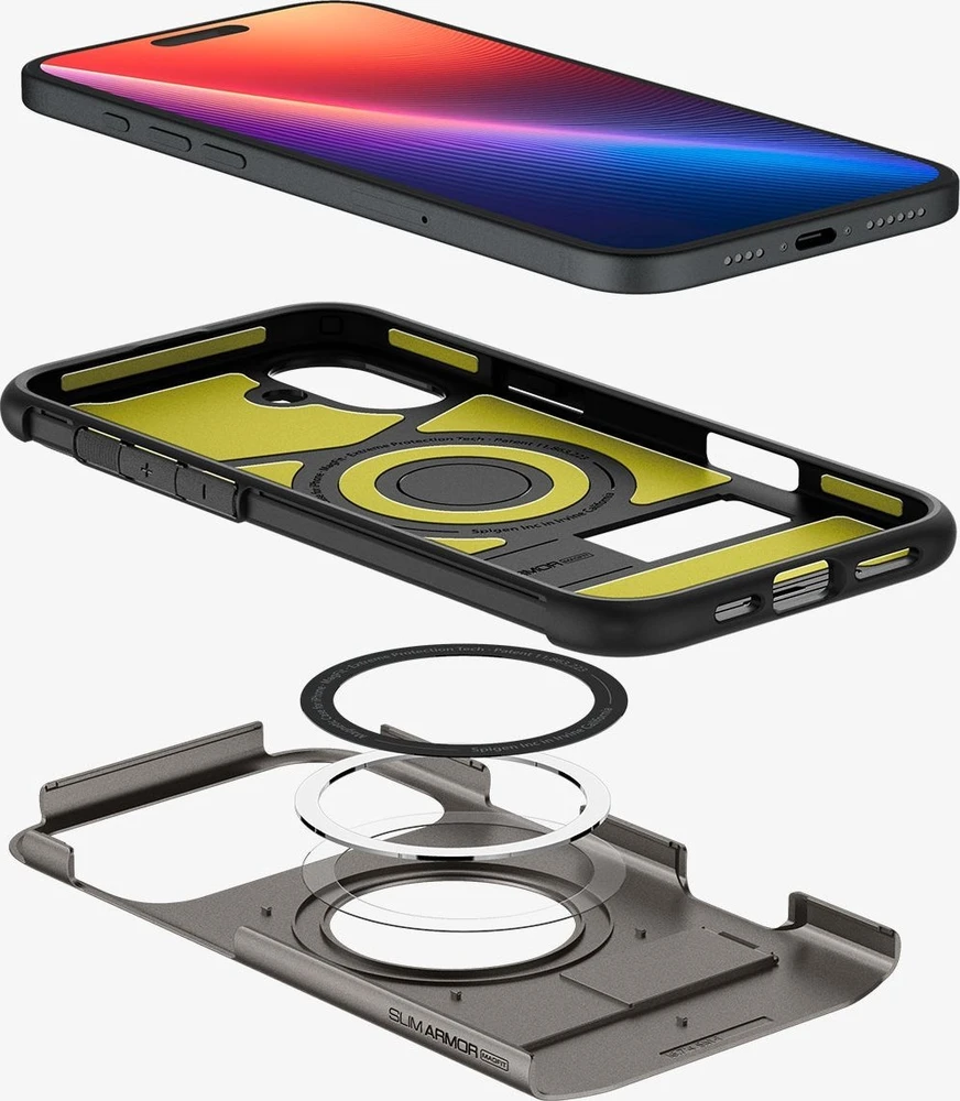 Dėklas Spigen Slim Armor MagSafe, gunmetal - iPhone 16