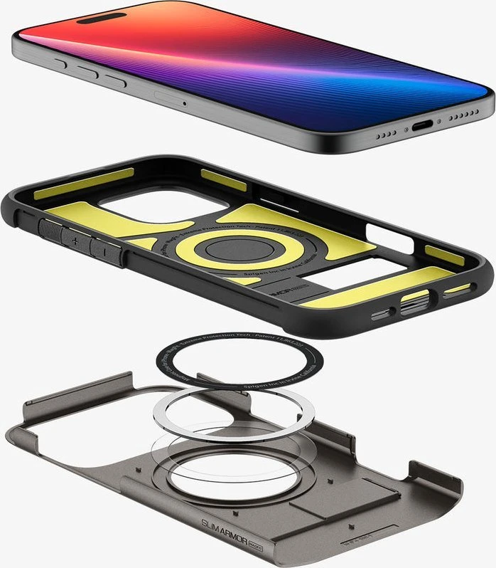 Dėklas Spigen Slim Armor MagSafe, gunmetal - iPhone 16 Pro