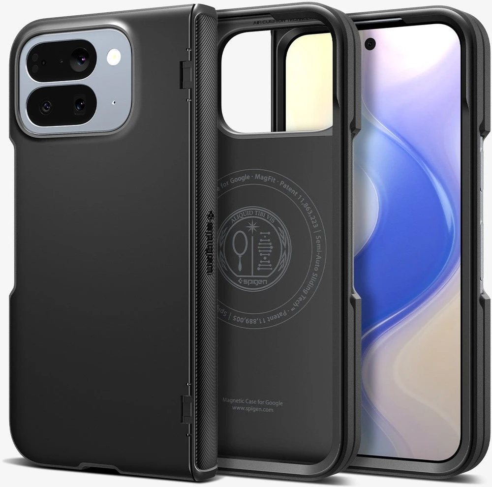 Dėklas Spigen „Slim Armor Pro MagSafe“, juodas – „Google Pixel 10 Pro Fold“