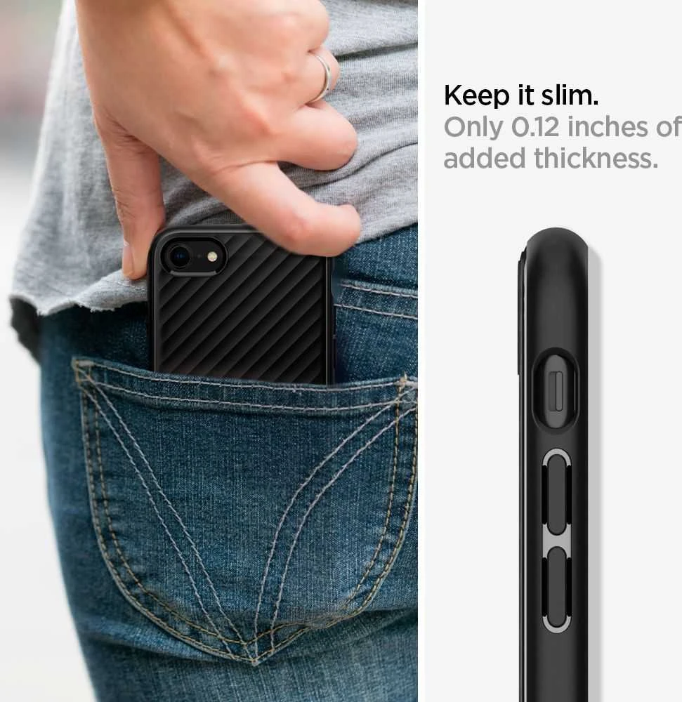 Dėklas Spigen Core Armor, juodas - iPhone SE/8/7