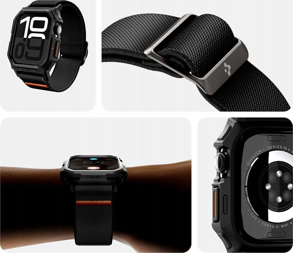 Apple Watch 10 (42mm) Spigen Lite Fit ”Pro” Matte juodas