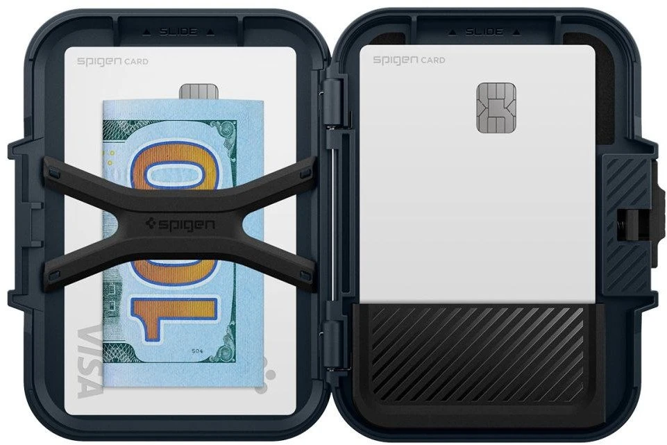 „Spigen Lock Fit MagSafe“ kortelių dėklas – tamsiai mėlynas