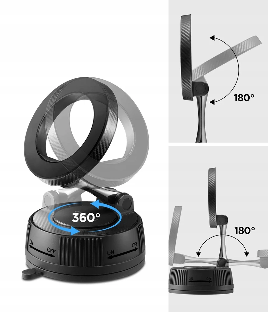„Spigen MFT36 VacuumLock“ magnetinis „MagSafe“ automobilio laikiklis, juodos spalvos